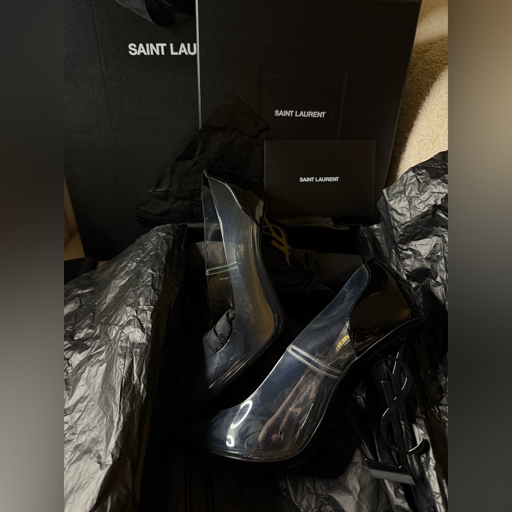 SAINT LAURENT Opyum Pumps logo Heels – Size 38.5 – Brand New / Full Set - Picture 10 of 12